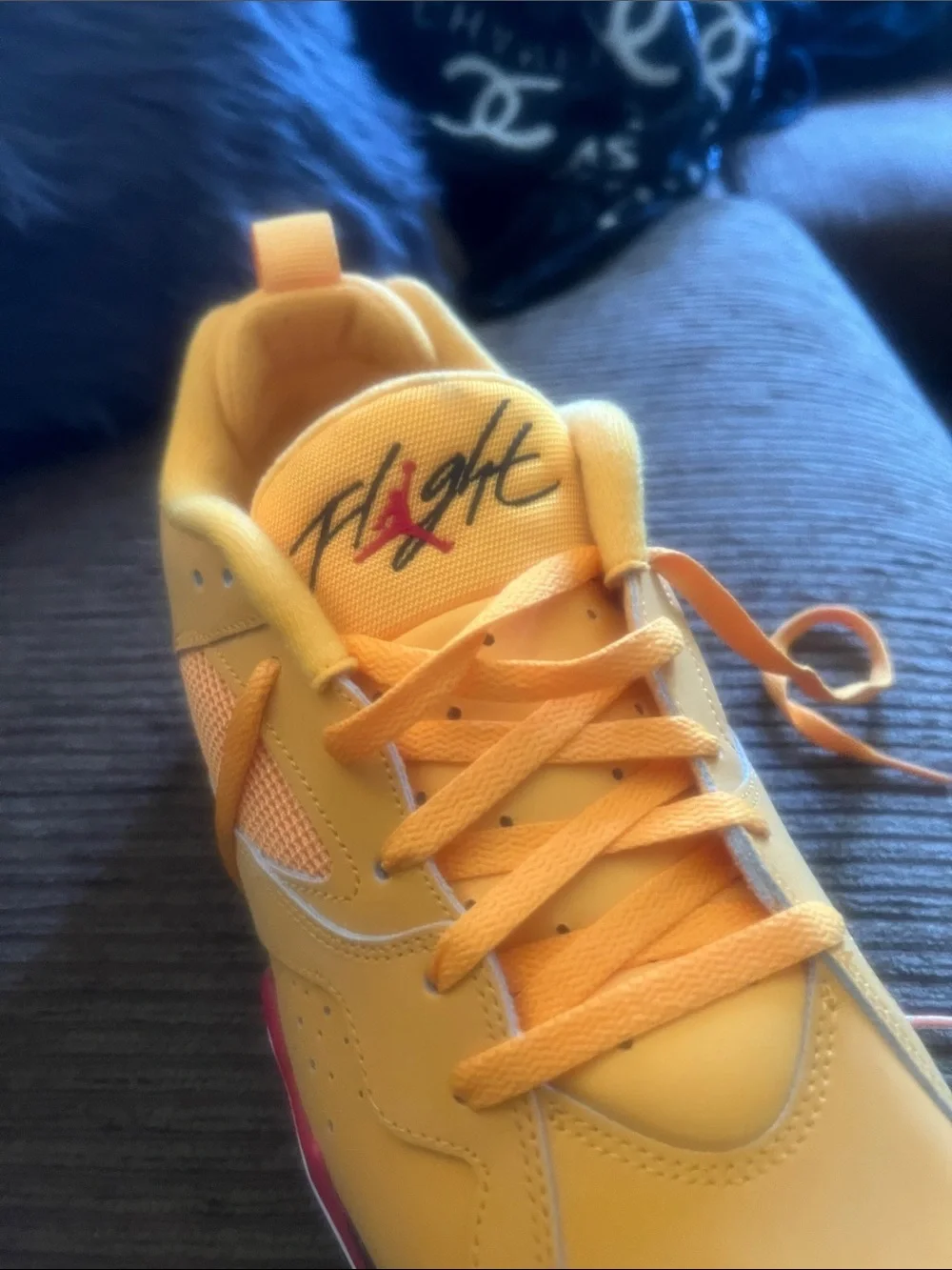 Jordan Low-Top Sneaker in Bright Yellow with Black & Red Accents